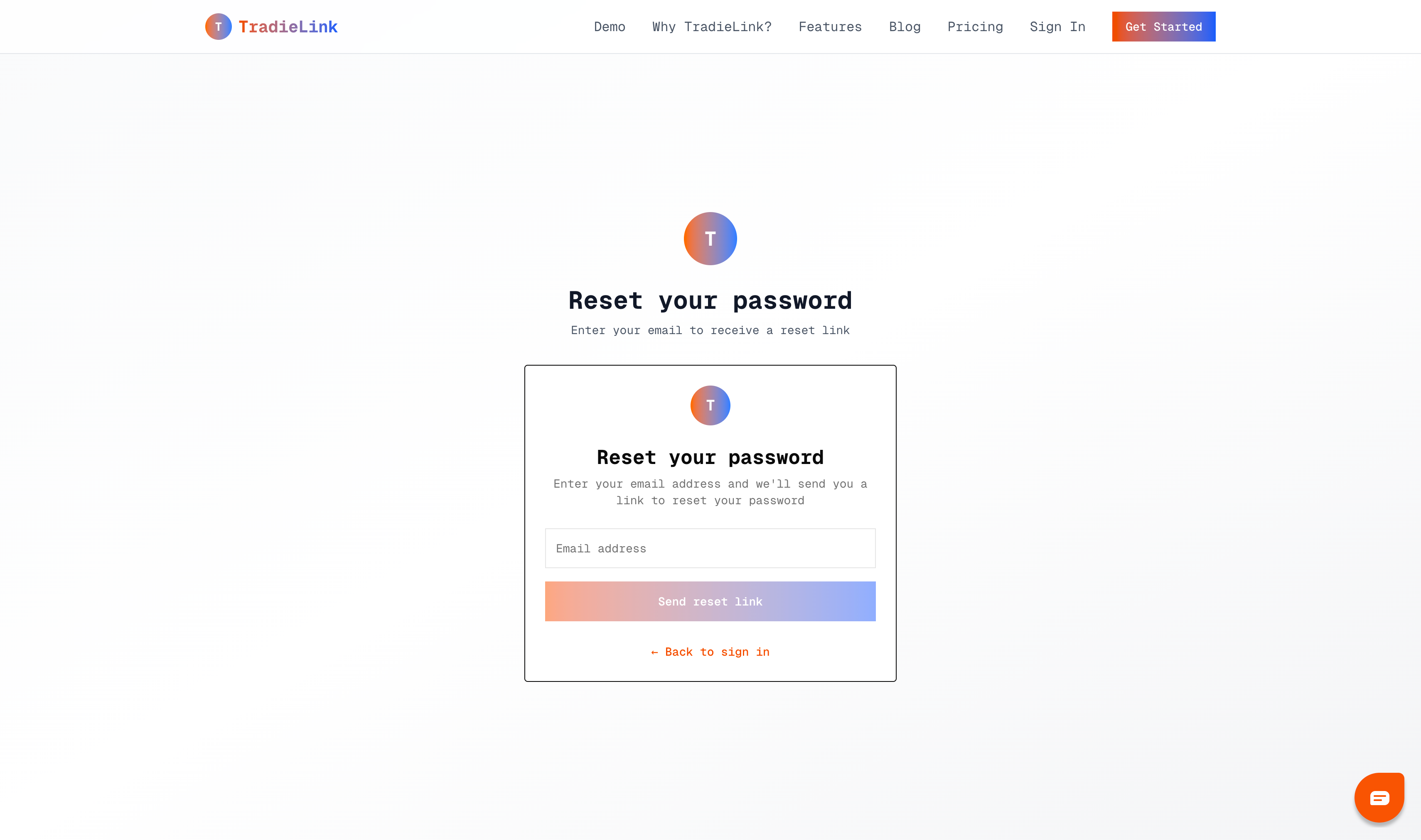 Reset Password Screen